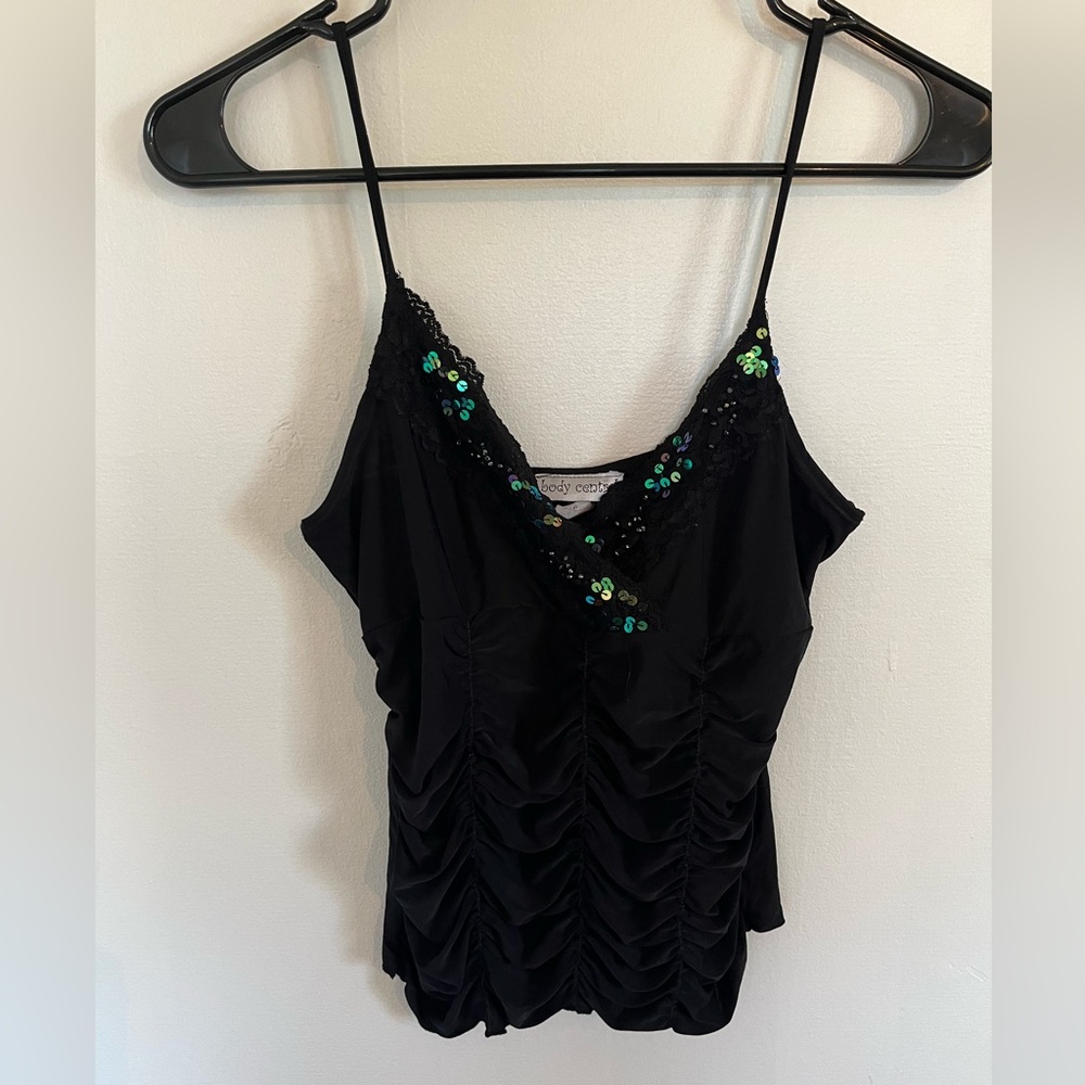 Body Central Lace Sequin Black Tank Spaghetti Strap